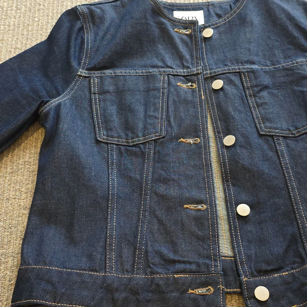 Zara Collection Blogger Fave Fitted Denim Blazer/Jacket Size Medium - Picture 10 of 12